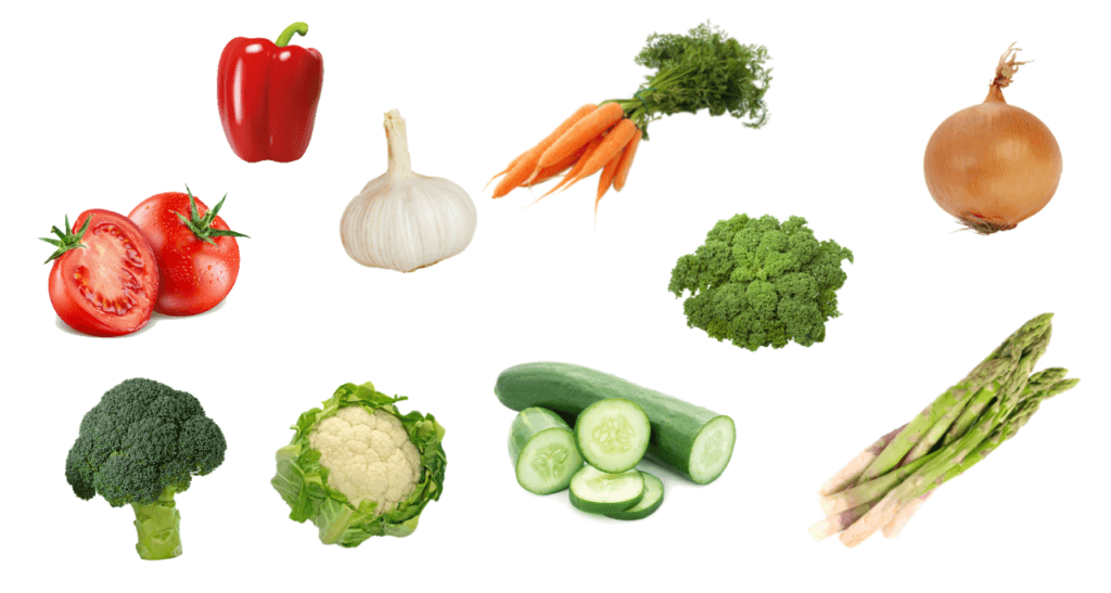 Olika utvalda grönsaker